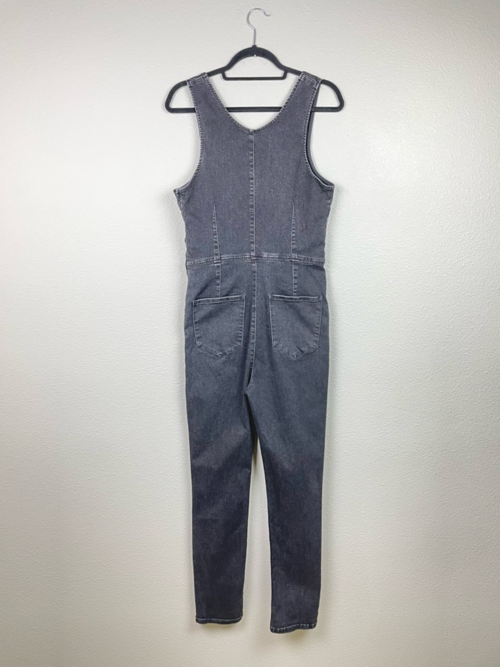 Free People Women's Large Scarlett Black Denim Jumpsuit One Piece Sleeveless - Picture 13 of 16